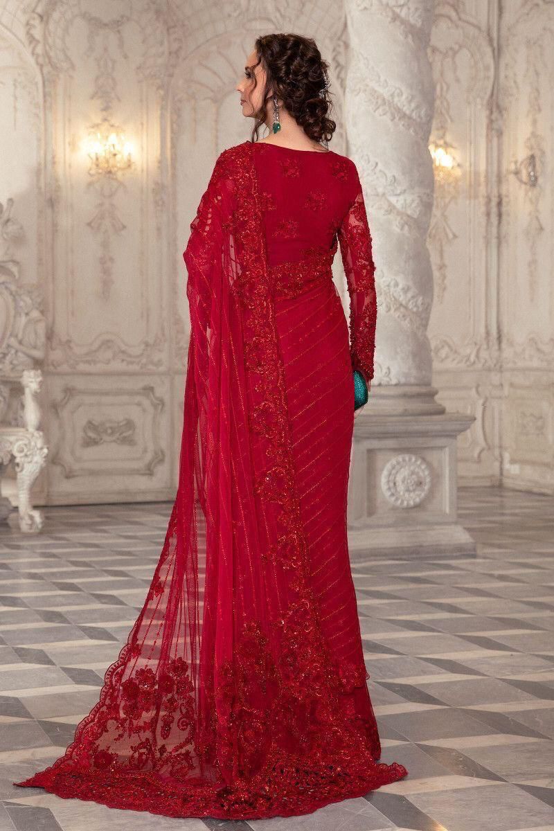 Luxury Red Designer Saree – Bridal & Party Wear Saree for Women